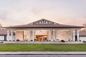 Vineyard Post Acute front facility view with lawn and street